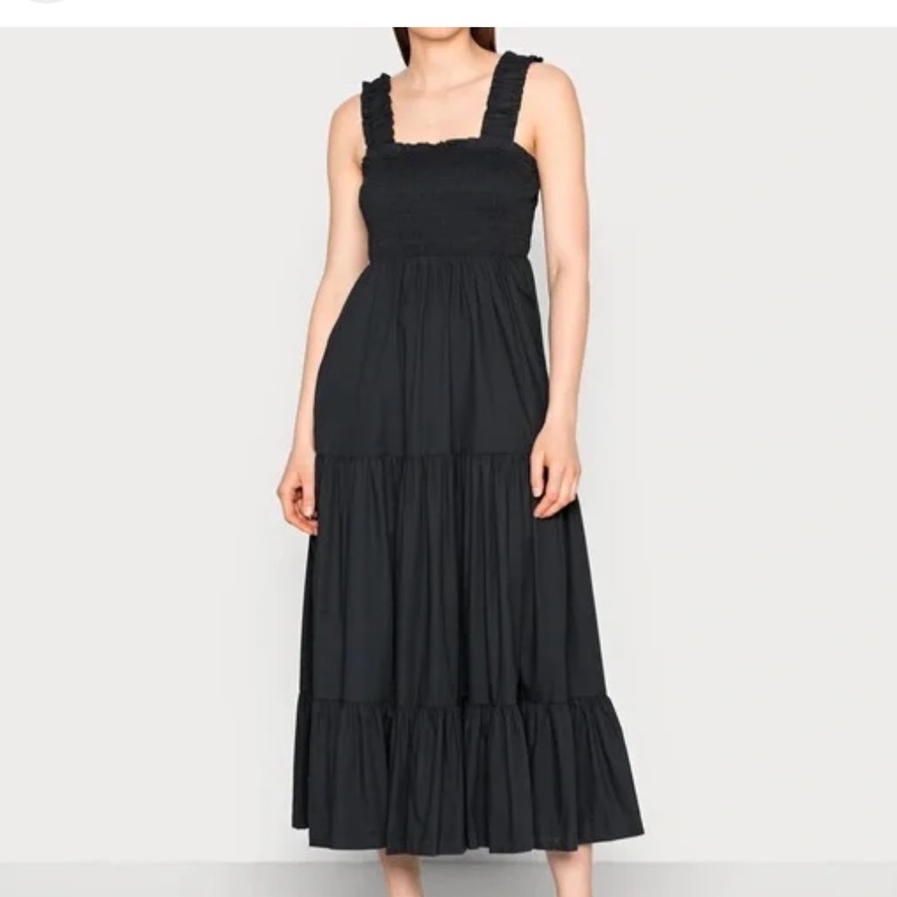 Abercrombie & Fitch Black Smocked Maxi Poplin Sundress